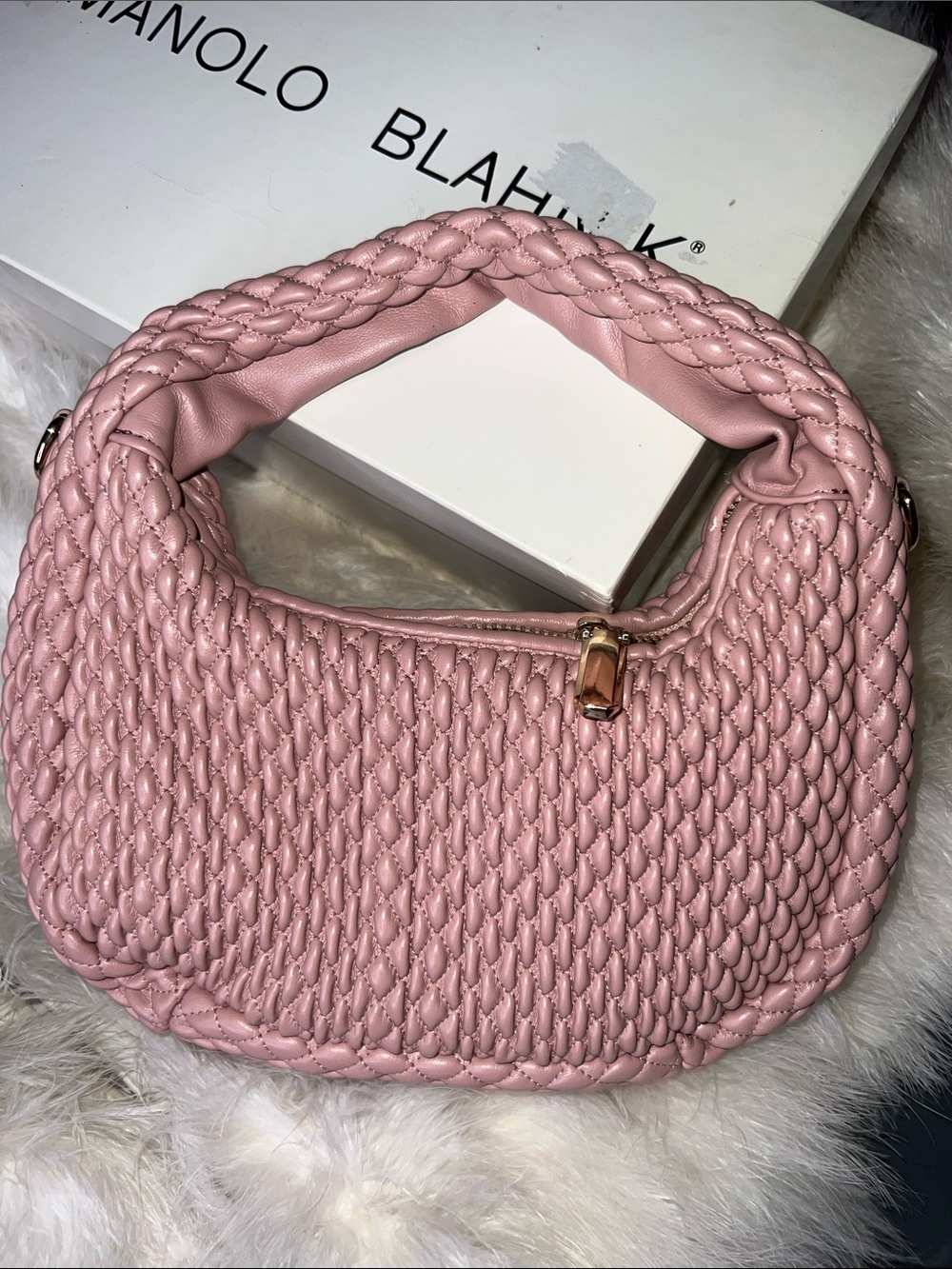 Sincerely Jules Blush Blush Pink Braided Woven Leather Purse Bag Tote Clutch new